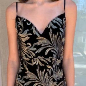 BlueBlush High-end black and gold dress with wire sweetheart neckline, Size S